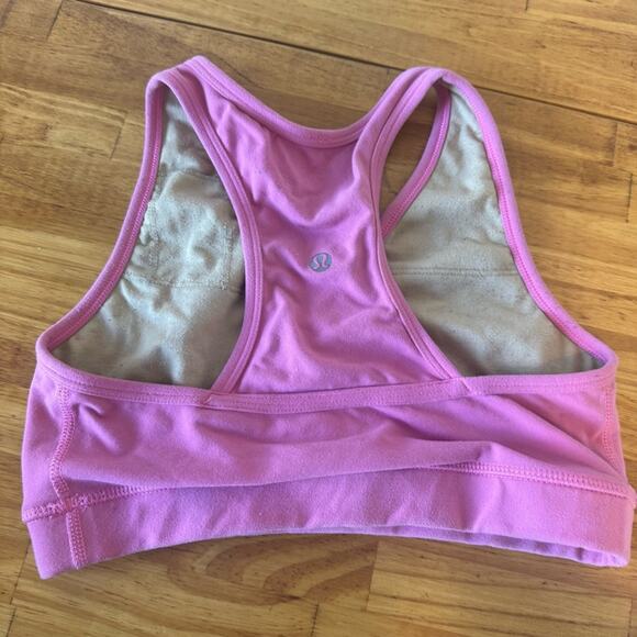 Lululemon Deep V Neck Crossover Pink Sports Bra Size 4 - Picture 2 of 3